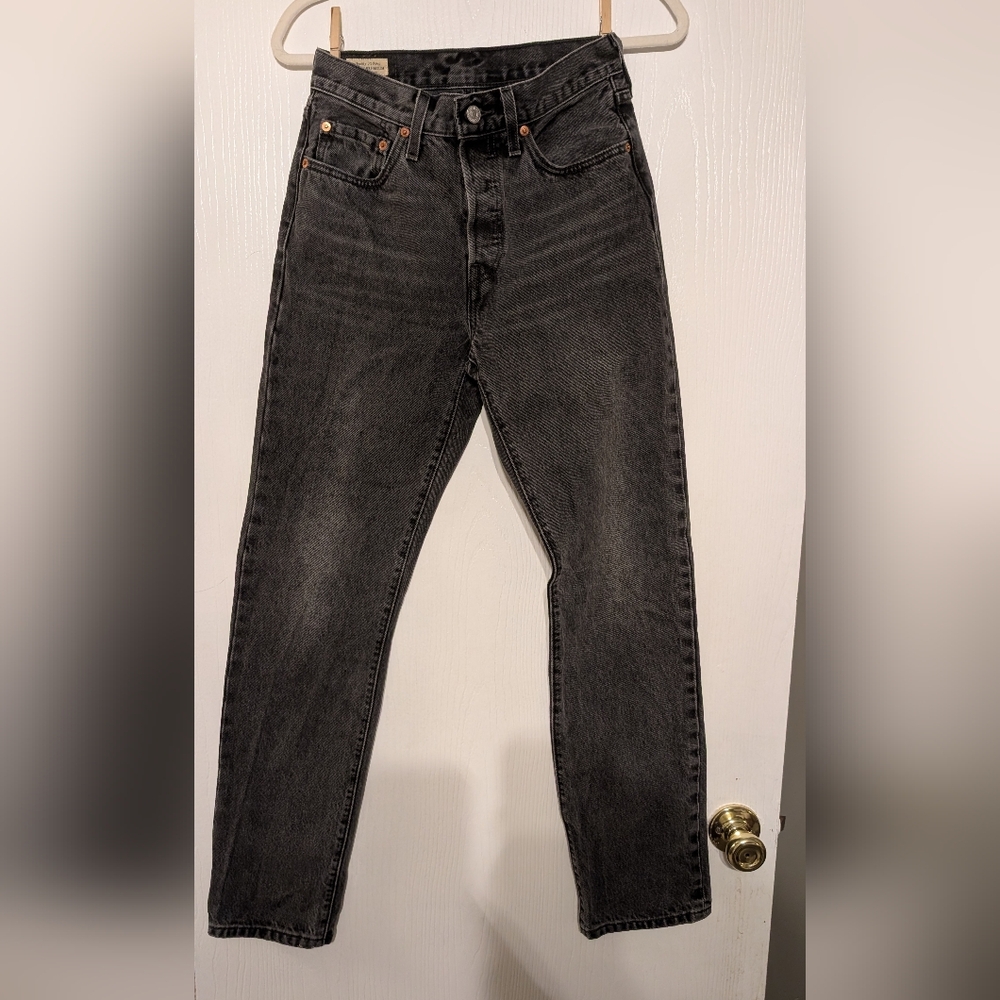 Levi's 501 Women's Straight Leg Washed Black Jeans 26